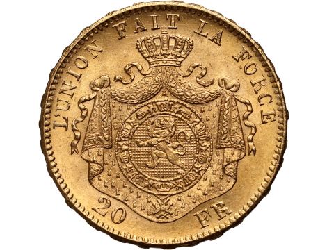 Złota moneta 20 franków belgijskich Leopold II - 2