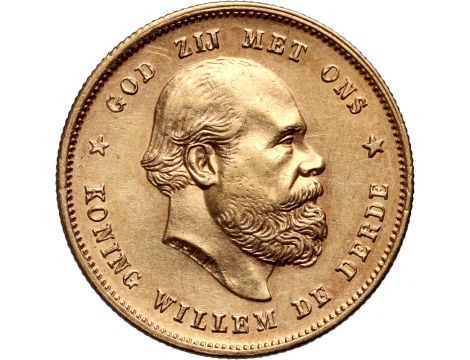 Złota moneta 10 guldenów holenderskich Wilhelm III