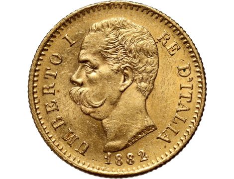 Złota moneta 20 lirów włoskich Umberto I