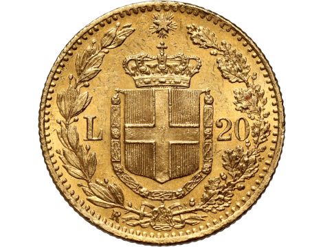 Złota moneta 20 lirów włoskich Umberto I - 2