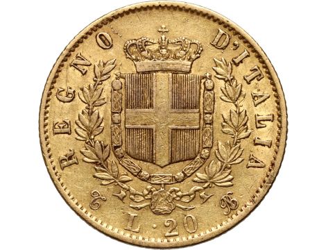 Złota moneta 20 lirów włoskich Wiktor Emanuel II - 2