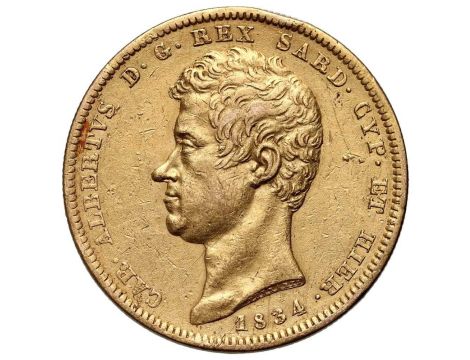 0859. Włochy, Sardynia, Karol Albert, 100 lirów 1833, Turyn