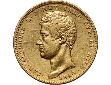 0860. Włochy, Sardynia, Karol Albert, 100 lirów 1840, Genua - rzadki rocznik