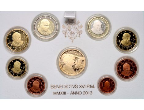 0909. Watykan, zestaw 9 monet euro 2013, Benedykt XVI, Stempel lustrzany - 4